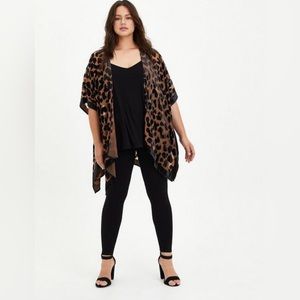 Torrid Velvet Burnout Kimono, Size 1/2, Leopard Print, NWT